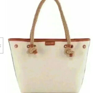 NWT! 🔥🔥Michael Kors Women's Maritime Canvas Beach Tote Handbag Beige Large